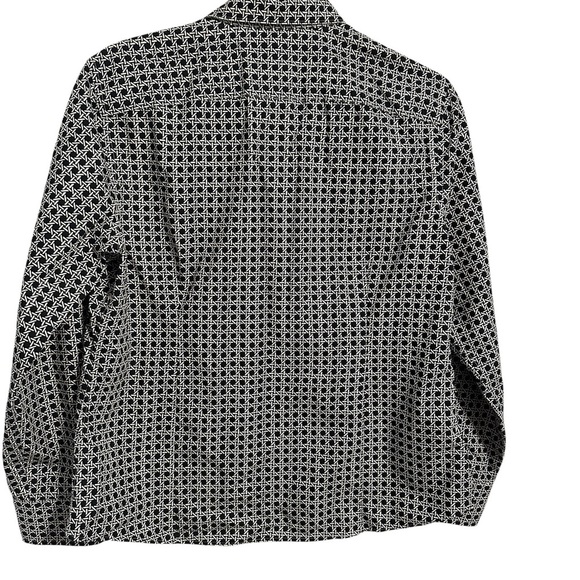 Lands End Black and White Geometric Patterned Button Down Shirt Size 12P Classy - Picture 2 of 6
